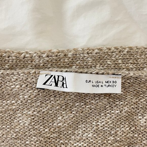 Zara Cropped Cotton-Linen Blend Beige Knit Cardigan - Picture 5 of 5